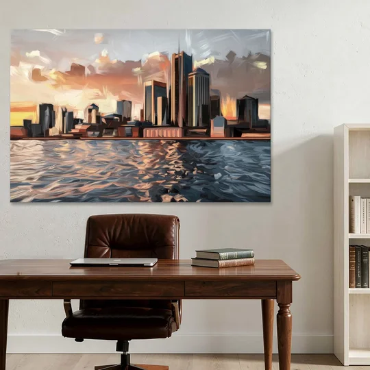 Detroit Cityscape Photography - Canvas Wall Art - Office - 60x40