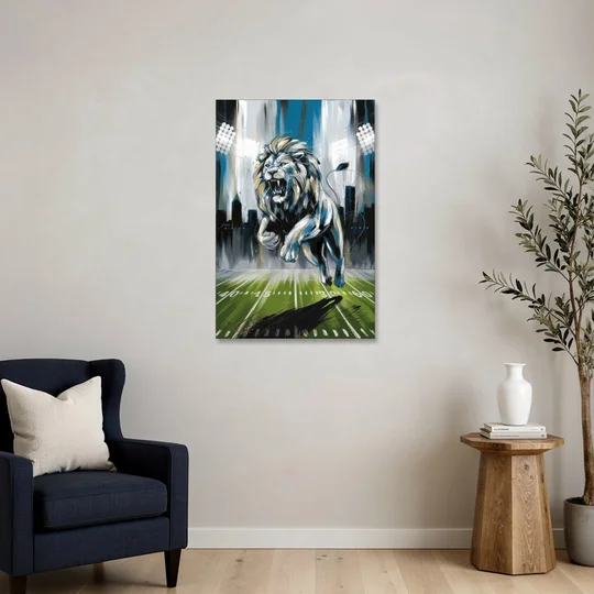 Detroit Lions Team Spirit - Canvas Wall Art - Sofa - 24x36