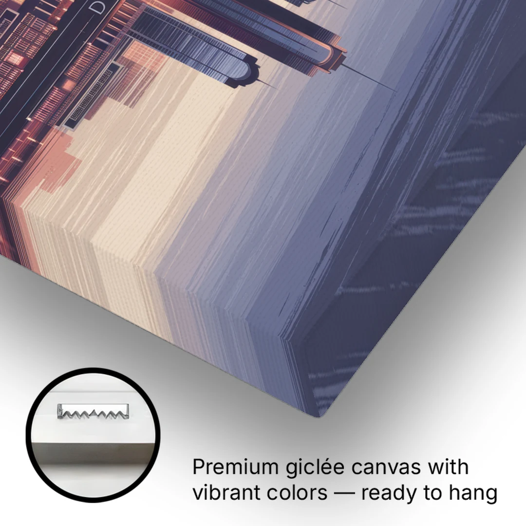 Detroit Skyline Reflections - Canvas Wall Art - Gallery Wrap Corner