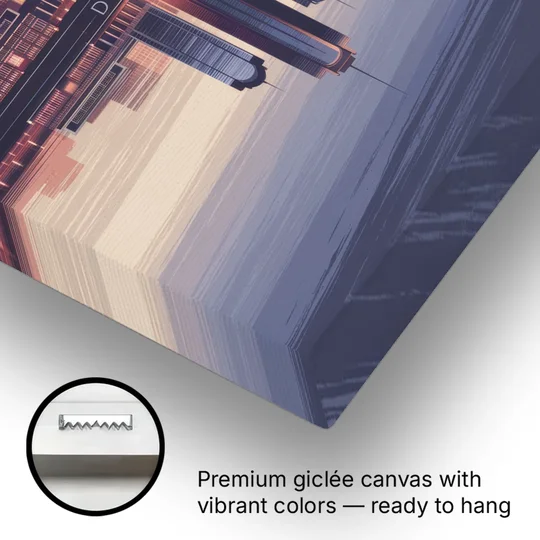 Detroit Skyline Reflections - Canvas Wall Art - Gallery Wrap Corner