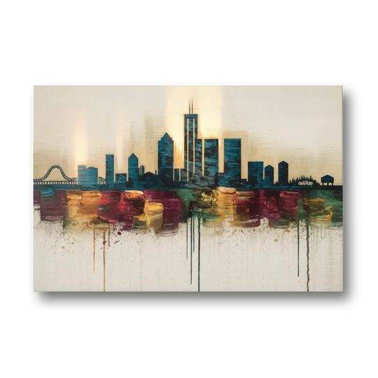 Detroit Skyline Silhouette - Canvas Wall Art - Front