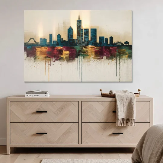 Detroit Skyline Silhouette - Canvas Wall Art - Coffee Table - 60x40