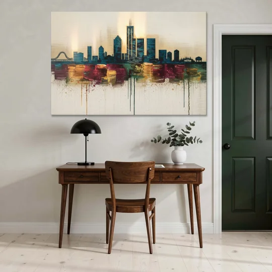 Detroit Skyline Silhouette - Canvas Wall Art - Office - 60x40