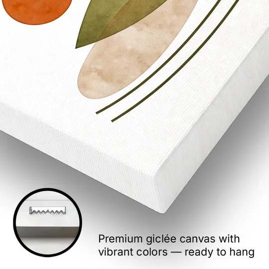 Dining Room Abstract Art with Horizontal Olive Leaf - Canvas Wall Art - Gallery Wrap Corner