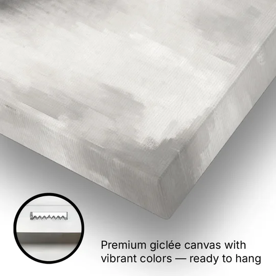 Minimalist Black and White Dissolving Charcoal Circle - Canvas Wall Art - Gallery Wrap Corner