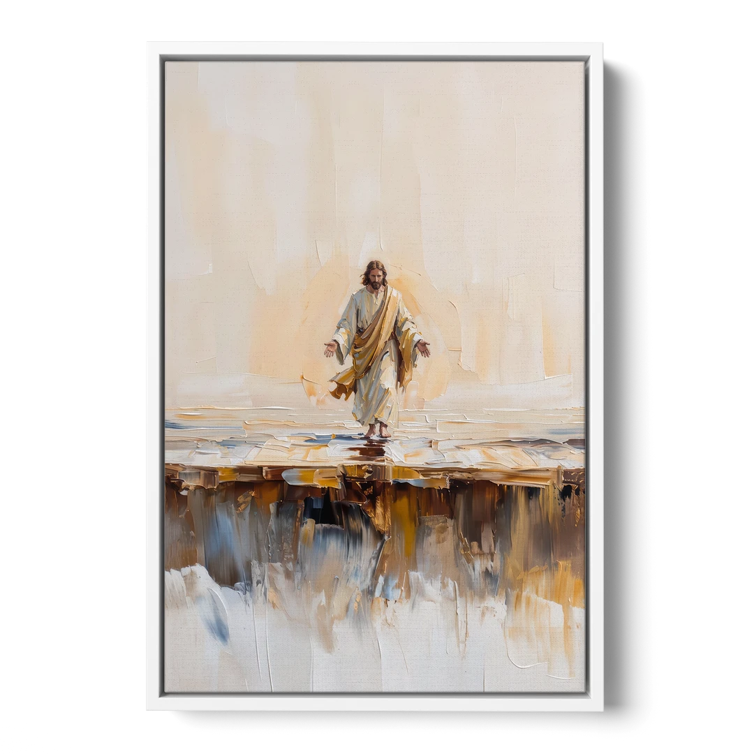 Divine Christian Moment - White Framed Canvas Wall Art - Front