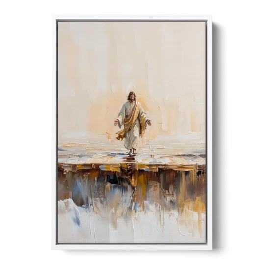 Divine Christian Moment - White Framed Canvas Wall Art - Front
