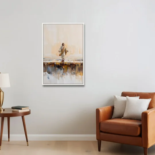 Divine Christian Moment - White Framed Canvas Wall Art - Sofa - 24x36