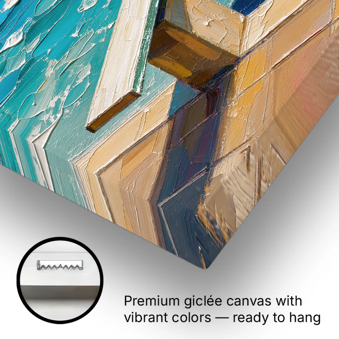 Diving Board Painting at High Noon - Canvas Wall Art - Gallery Wrap Corner
