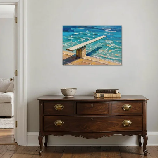Diving Board Painting at High Noon - Canvas Wall Art - Coffee Table - 36x24