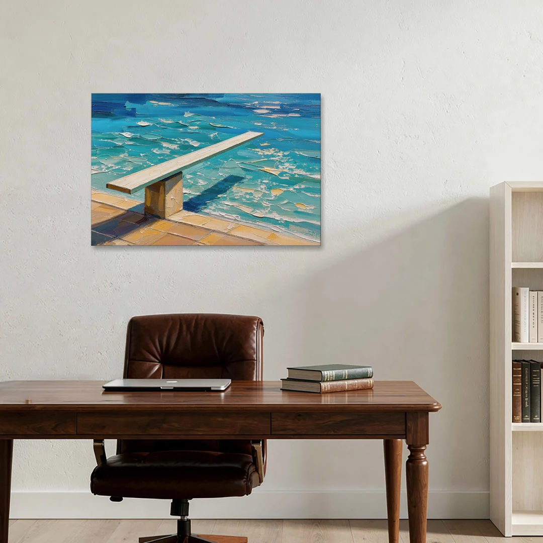 Diving Board Painting at High Noon - Canvas Wall Art - Office - 36x24