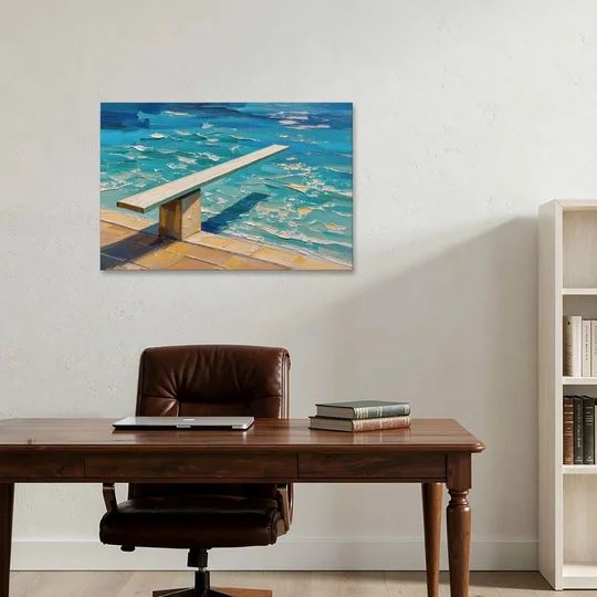 Diving Board Painting at High Noon - Canvas Wall Art - Office - 36x24