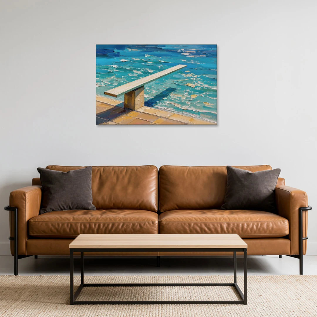 Diving Board Painting at High Noon - Canvas Wall Art - Sofa - 36x24
