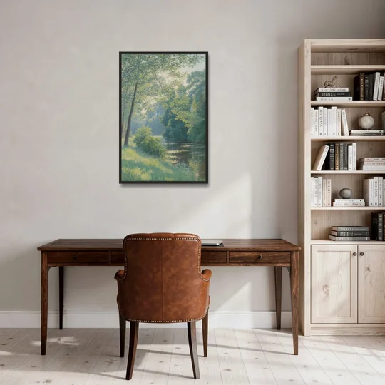 Djurgarden Serenity - Black Framed Canvas Wall Art - Office - 24x36