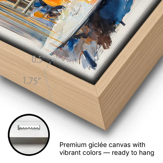 Dolce Far Niente Painting with a Spritz - Oak Framed Canvas Wall Art - Gallery Wrap Corner
