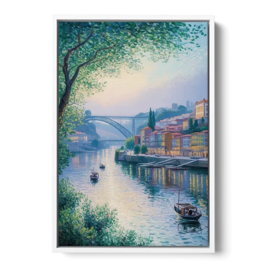 Douro River Serenity - White Framed Canvas Wall Art - Front