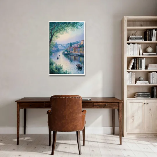 Douro River Serenity - White Framed Canvas Wall Art - Office - 24x36