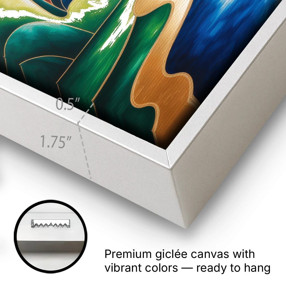 Dreamlike JewelToned Colorful Abstract - White Framed Canvas Wall Art - Gallery Wrap Corner