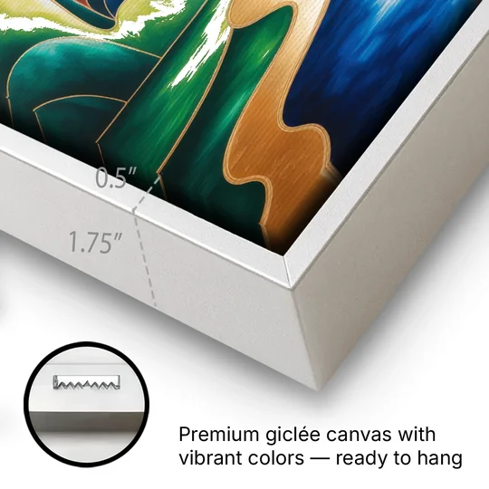 Dreamlike JewelToned Colorful Abstract - White Framed Canvas Wall Art - Gallery Wrap Corner