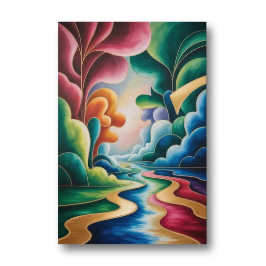 Dreamlike JewelToned Colorful Abstract - Canvas Wall Art - Front