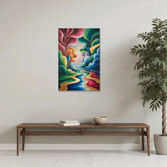 Dreamlike JewelToned Colorful Abstract - Canvas Wall Art - Coffee Table - 24x36