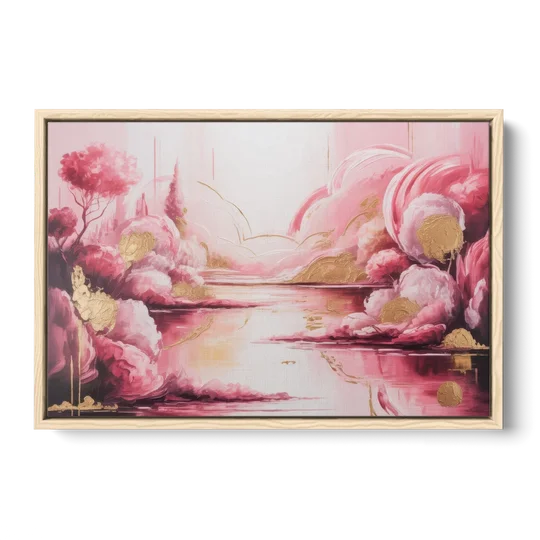 Dreamy Ethereal Pink Abstract - Oak Framed Canvas Wall Art - Front