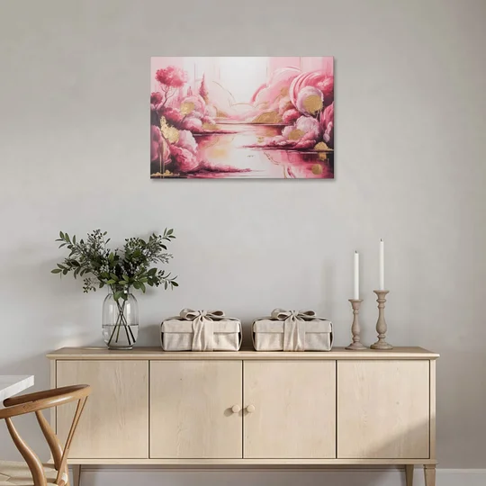 Dreamy Ethereal Pink Abstract - Canvas Wall Art - Coffee Table - 36x24