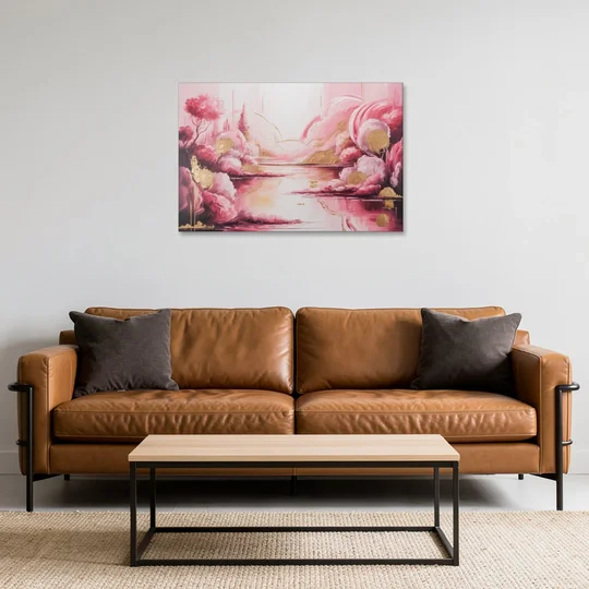 Dreamy Ethereal Pink Abstract - Canvas Wall Art - Sofa - 36x24