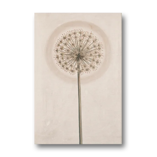 Dried Allium Seedhead on a Tall Stem - Canvas Wall Art - Front