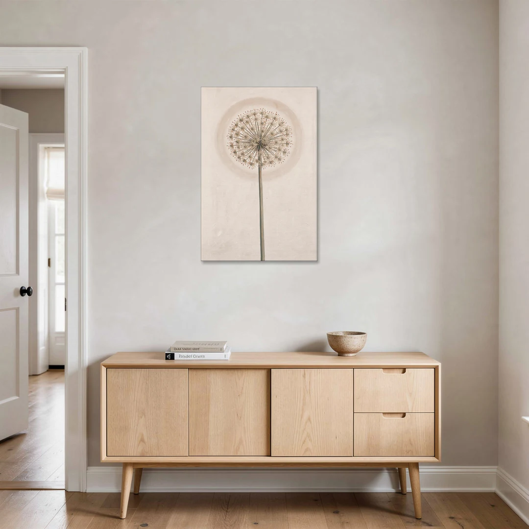 Dried Allium Seedhead on a Tall Stem - Canvas Wall Art - Coffee Table - 24x36