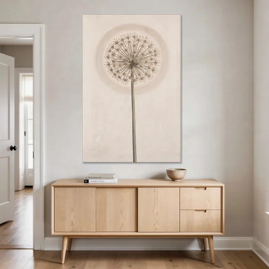 Dried Allium Seedhead on a Tall Stem - Canvas Wall Art - Coffee Table - 40x60