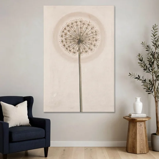 Dried Allium Seedhead on a Tall Stem - Canvas Wall Art - Sofa - 40x60