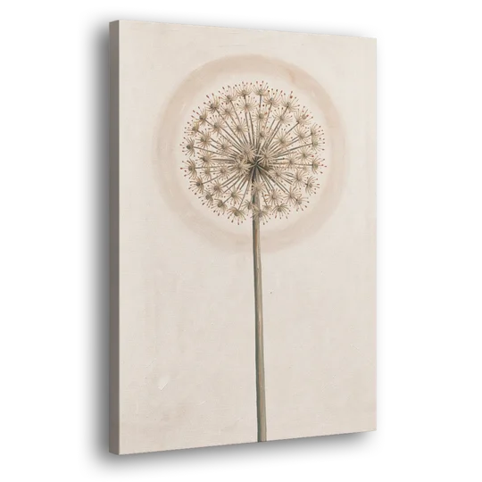 Dried Allium Seedhead on a Tall Stem - Canvas Wall Art - Side