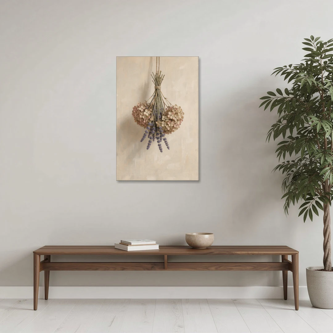 Dried Flowers Wall Art of Hydrangea and Lavender - Canvas Wall Art - Coffee Table - 24x36