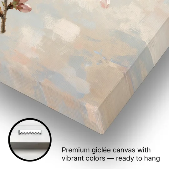 Drifting Petal Cherry Blossom Sprig for the Nursery - Canvas Wall Art - Gallery Wrap Corner