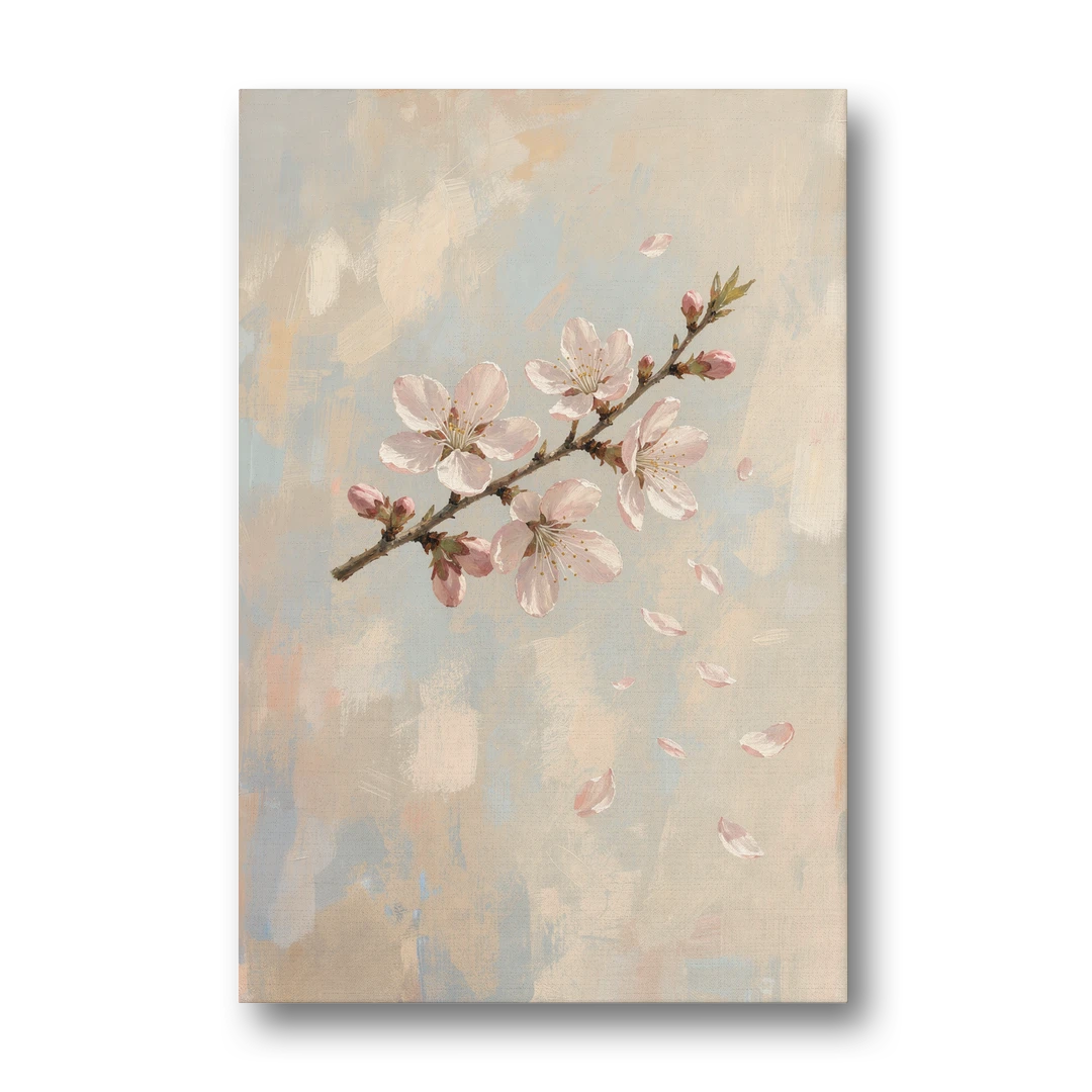 Drifting Petal Cherry Blossom Sprig for the Nursery - Canvas Wall Art - Front
