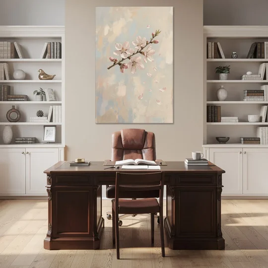 Drifting Petal Cherry Blossom Sprig for the Nursery - Canvas Wall Art - Office - 40x60