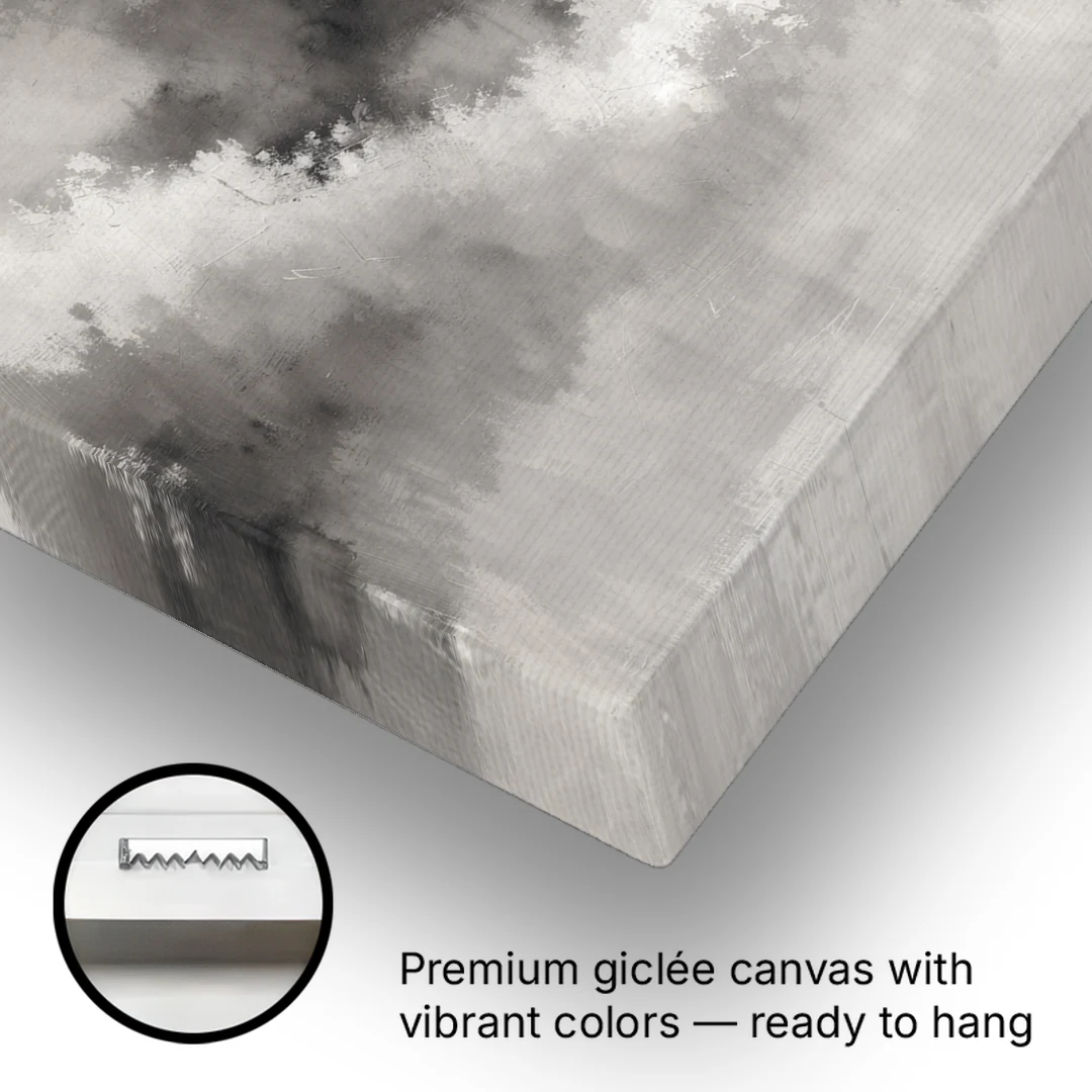 Monochrome Drifting Weather in Soft Gray Wash - Canvas Wall Art - Gallery Wrap Corner