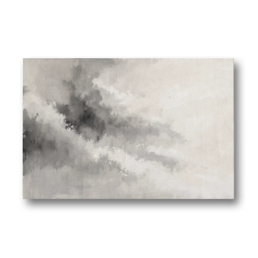 Monochrome Drifting Weather in Soft Gray Wash - Canvas Wall Art - Front