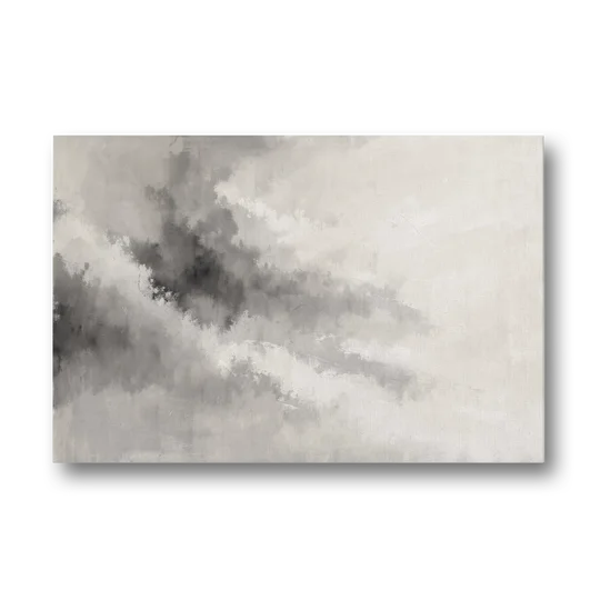 Monochrome Drifting Weather in Soft Gray Wash - Canvas Wall Art - Front