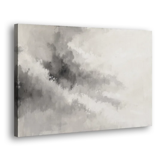 Monochrome Drifting Weather in Soft Gray Wash - Canvas Wall Art - Side