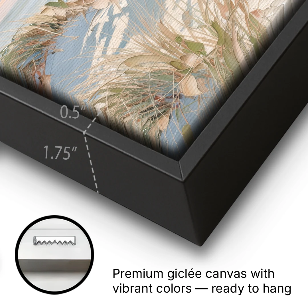 Dune Grass Path to a Pastel Sea for the Bedroom - Black Framed Canvas Wall Art - Gallery Wrap Corner