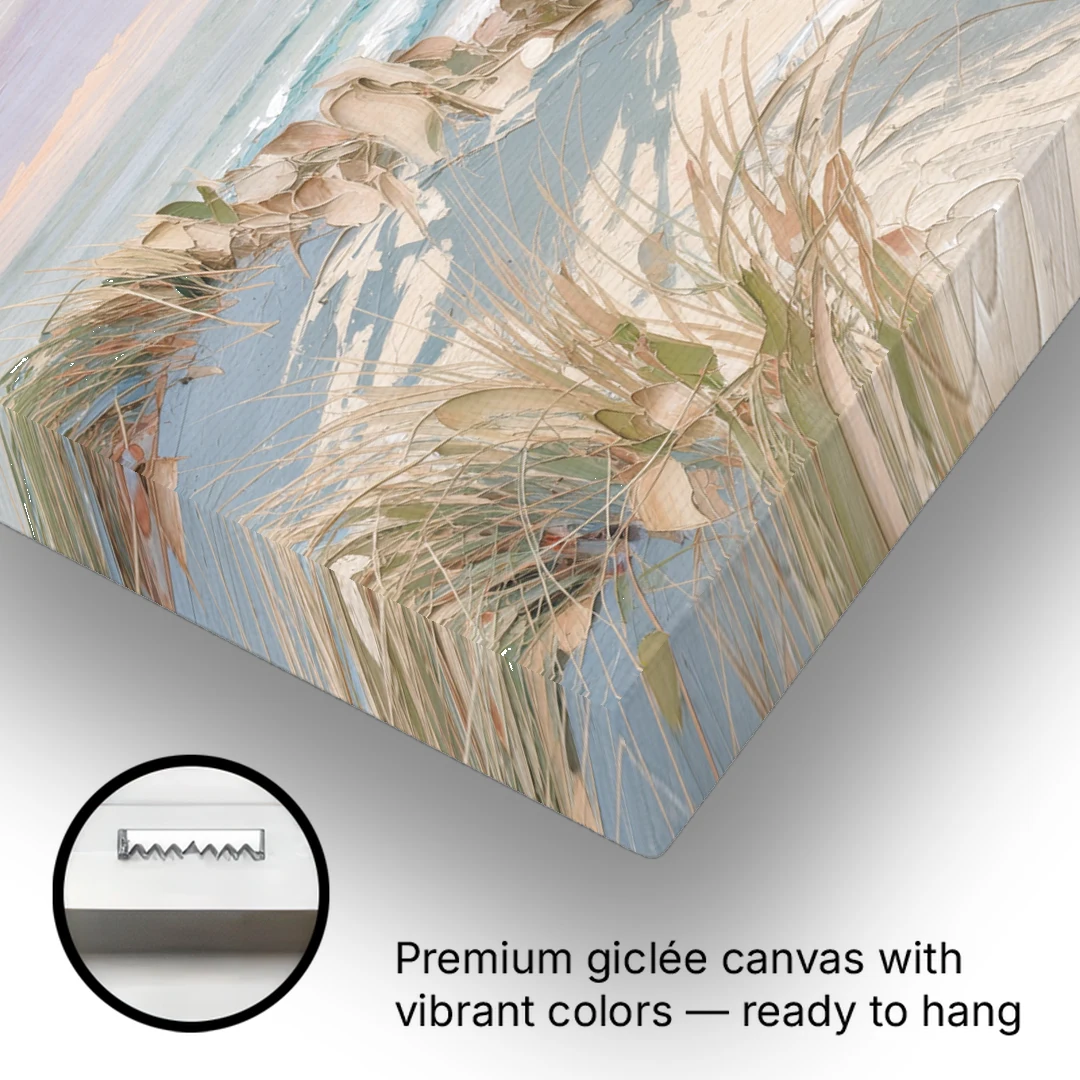 Dune Grass Path to a Pastel Sea for the Bedroom - Canvas Wall Art - Gallery Wrap Corner