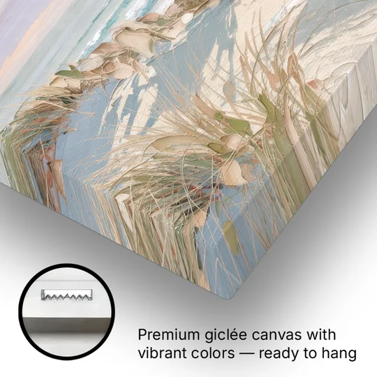 Dune Grass Path to a Pastel Sea for the Bedroom - Canvas Wall Art - Gallery Wrap Corner