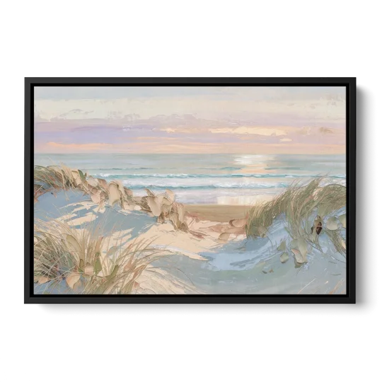 Dune Grass Path to a Pastel Sea for the Bedroom - Black Framed Canvas Wall Art - Front