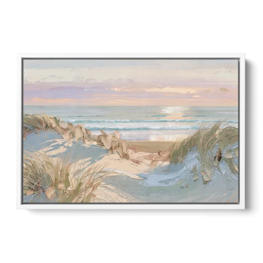 Dune Grass Path to a Pastel Sea for the Bedroom - White Framed Canvas Wall Art - Front