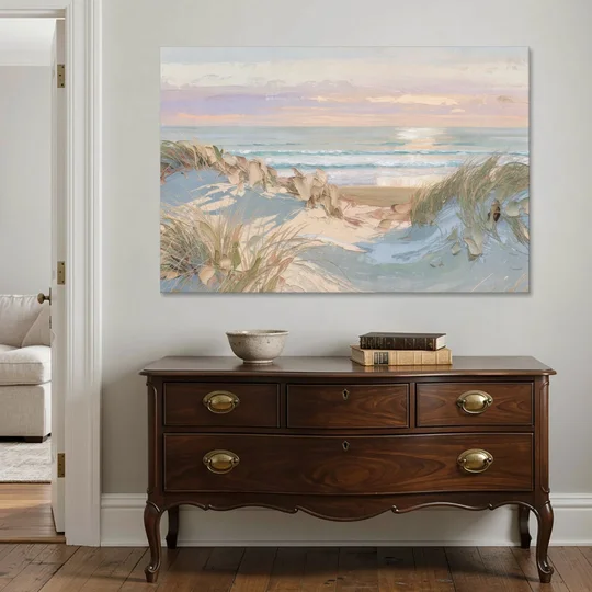 Dune Grass Path to a Pastel Sea for the Bedroom - Canvas Wall Art - Coffee Table - 60x40