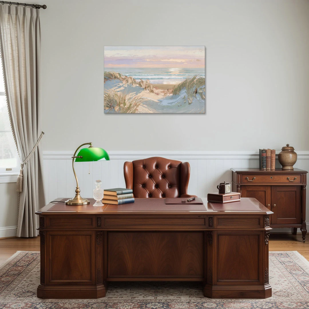 Dune Grass Path to a Pastel Sea for the Bedroom - Canvas Wall Art - Office - 36x24