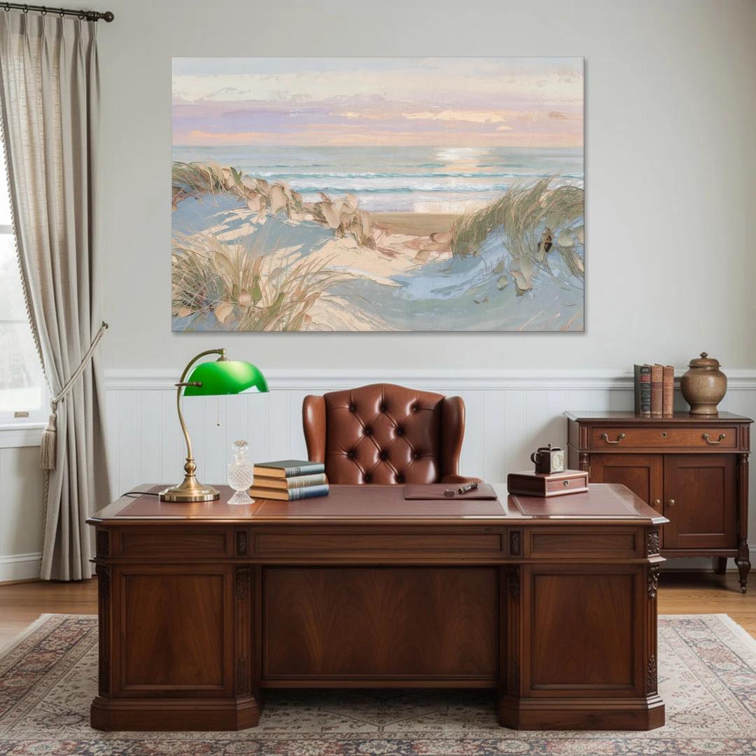Dune Grass Path to a Pastel Sea for the Bedroom - Canvas Wall Art - Office - 60x40