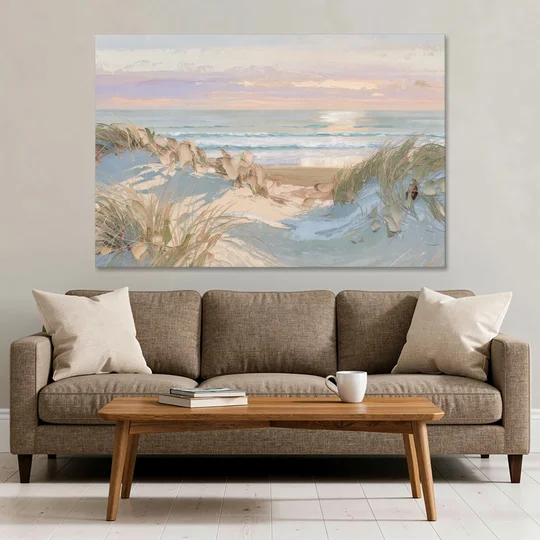 Dune Grass Path to a Pastel Sea for the Bedroom - Canvas Wall Art - Sofa - 60x40